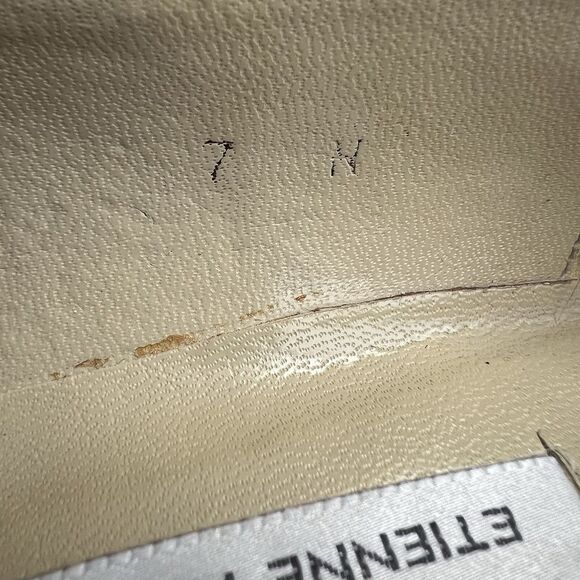 Etienne Aigner Black Croc Embossed Leather Block Heel Pumps Women 7N Narrow - Picture 12 of 16